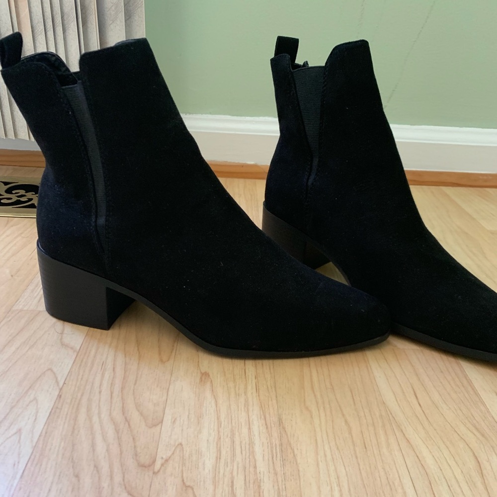 Black faux suede booties